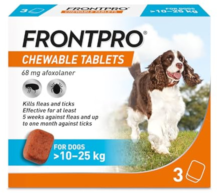 FRONTPRO Chewable Tablets Flea & Tick Treatment for Dogs 3 Pack (10-25kg)
