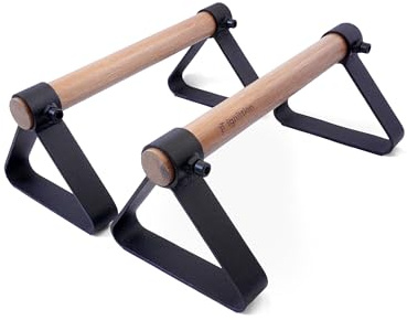 IGNITTION Paralelas Calistenia de Madera de Roble | Push Up Bars Antideslizantes | Parallettes Gimnasia con Base Acero al Carbono | Entrenamiento en Casa o Exterior | Marca Española – 1 Par