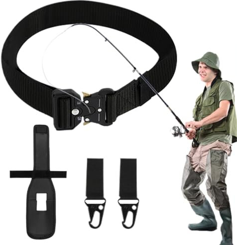 SVCEQZE Fishing Belt Rod Holder – Watangelbälte | Snabblås, justerbara fisketillbehör, kastutrustning med 2 krokar för camping fiske kvinnor män nybörjare entusiaster, Enkelattribut, Siehe
