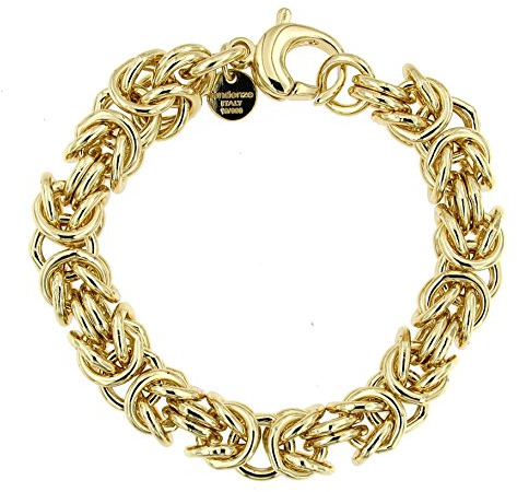 Tendenzalia Byzantiner kungligt armband rund original italiensk kedja 18 k förgylld eller dubbel 10 mm bred längd valbar armband för kvinnor och män, Mässing