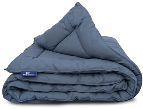Slaapspeciaal Bettdecke ohne Bezug 140x220 - Ganzjahresdecke extra lang [Softcell Füllung], Steppdecke mit Gelfasern für Daunengefühl - Waschbare allergiker Bettwäsche - Grau