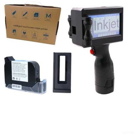 Impresora de inyección de tinta portátil, con cartucho de tinta negra, para etiquetas de fecha y códigos en múltiples superficies para cartones, tela y plástico