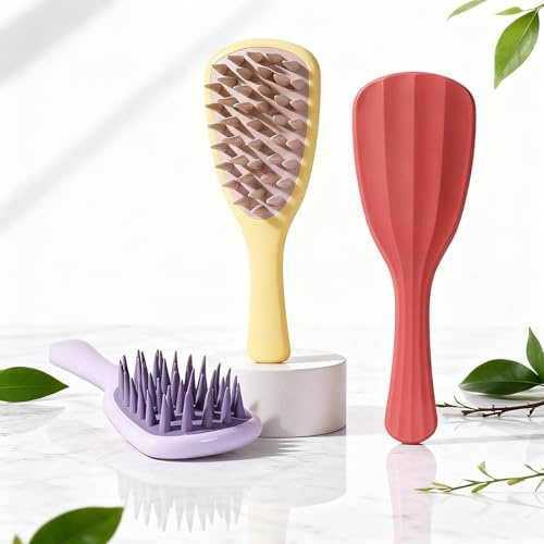 ILOVMUP - 3 PCS Shampoo Brush, Head Scalp Massager, Scalp Brush and Scalp Scrubber with Soft Silicone Bristles for Washing Hair and Growth, Dandruff Removal