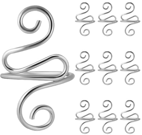 TOPBATHY Set 10 Anelli per Maglieria Regolabili in Metallo Argento Guida Filato per Lavoro a Maglia e Uncinetto Accessori Delicati per Controllo Tensione e Protezione Dita per Uncinetto