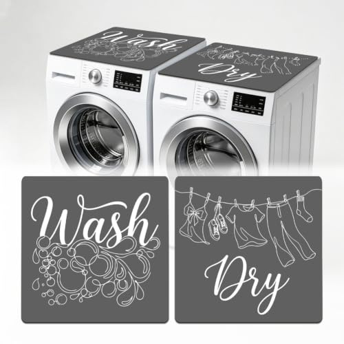 TNKBREEZE Lot de 2 housses de corde à linge pour machine à laver et sèche-linge - Style classique - Tapis de protection de surface antidérapant - Protection contre la poussière - Pour la maison, la