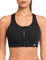 Yvette Sport BH Starker Halt Vorderverschluss Große Größe Mesh Ringerrücken für Lauf Joggen Reiten, Schwarz, L