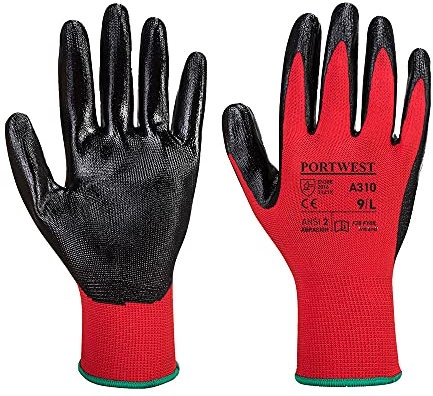 Portwest A310 Abrasion Resistant Flexo Grip Nitrile Glove Red/Black, X-Large