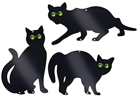 Pest Guard Cat Silhouette for Garden – 3Pack Cats Scarer with Reflective Eyes Weather-Resistant Bird Deterrents, Pest Repeller,Fox Repellent for Gardens, Yards, Lawns Keeps Pests & Birds Away Safely