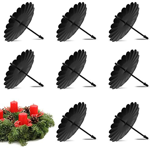 Kerzenhalter Adventskranz Metall, 8X Kerzenhalter Schwarz 8 cm adventskerzenhalter, Metall Deko Kerzenstecker für Weihnachten