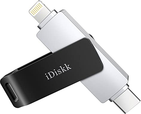 iDiskk 256G TYPE-C to lightning USB Photo stick for iPhone, MFi Certified 2 in 1 memory stick for iPad, iPhone storage for USB-C Phone,iOS system Mac and computer