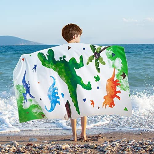 WERNNSAI Dinosaurier Badehandtuch Kinder, 76 x 150cm Strandtuch Kinder Jungen, Schnell Trocknend Saugfähig Weiches Handtuch Kinder, Badetuch Kinder Duschtuch Jungen für Strand Schwimmen Reisen