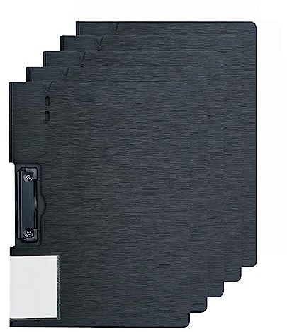 URbantin Klemmbrett A4,5 Stück Klemmbrett A4 mit Deckel,A4 Faltbares Klemmbrett mit Niedrigem Profil Clip,A4 Klemmbretter zum Schreiben,Clipboards,Schule,Büro,Schwarz