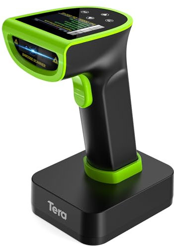 Tera 1D 2D QR Barcode-Scanner mit digitalem Einstellungsbildschirm & Tastenfeld Schnellscan funktioniert mit Bluetooth 2.4G Drahtlos & USB-Kabelverbindung deutsche Anleitung HW00015 Grün