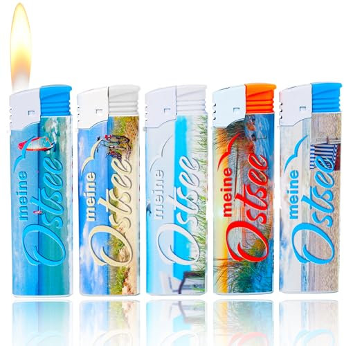 Feuerzeug Ostsee Sammler Motiv Softflame 5 Stück im Set Maritim wiederbefüllbar