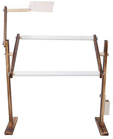 Höhenverstellbarer Stickständer aus Antikem Holz, Stabiler Runder Rollen-Kreuzstichrahmen für Näharbeiten