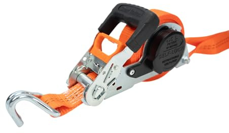 DoMatik 35 - Correa tensora automática (con trinquete y Gancho de Perfil, 5 m), Color Naranja