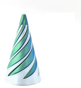 Premium 3D omöjlig kon, spiral, pyramidfidget, spiralkon, illusionsfidgetleksak, anti-stress-leksak (grön-vit)