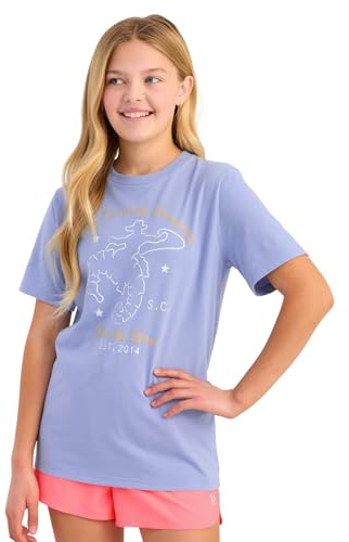 HUK Kids Short Sleeve Performance Tee, Kids Fishing T-Shirt, Seahorse - Lightning Sky, Medium