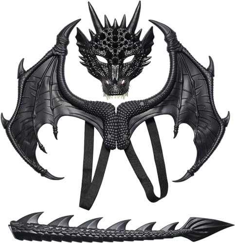 ZeiLaBang Kakadi Ensemble de masques d'Halloween en forme d'ailes de dragon, pour enfants et adultes, pour cosplay, mascarade, Halloween, fête, carnaval
