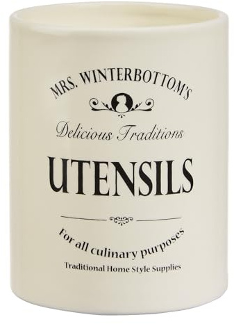 BUTLERS (2 Stück Utensilienbehälter Ø 10 cm -MRS. WINTERBOTTOM'S- Behälter für Küchenutensilien, Keramikdose im Landhausstil, Vintage Deko, Küchenzubehör für Küchenorganisation