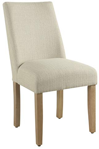 Homepop Home Decor | Upholstered Modern Curved Back Dining Chair | Single Dining Chair | Decorative Home Furniture, Stain Resistant Textured Linen Cream (Single Pack)