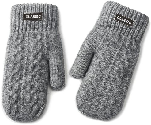 Oneshlee Moufles en tricot pour homme - Chaudes - En polaire - Pour l'hiver - En coton - Pour le camping, l'extérieur, le vélo