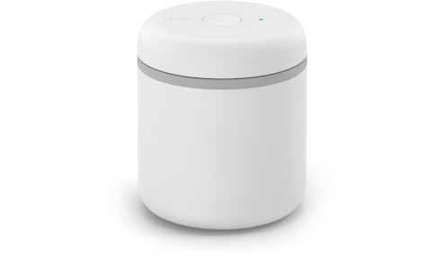 Fellow Atmos Electric Vacuum Coffee Canister, 0.7L Airtight, Matte White | Airtight food storage container, autoseal, stainless steel, coffee, tea & spices, bpa-free, USB-C rechargeable