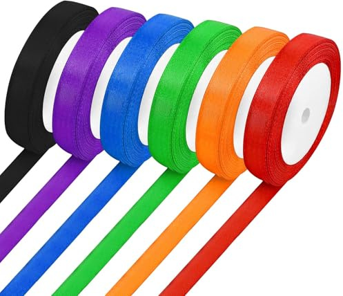 Funalix 6 Rollos Cinta de Satén Multicolor, 22m x 2cm Cinta de Raso, para Manualidades, Regalos, Bodas y Decoración, Diferentes para Proyectos Creativos (6 colores)