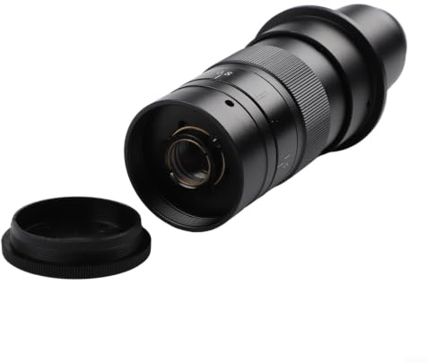 CS-Mount mikroskopzoomobjektiv 0,7–4,5 x för industrikamera, legering monokulärt objektiv med manuell fokusering för PCB-inspektion och juvelerare, arbetsavstånd 100–150 mm, svart (120X)