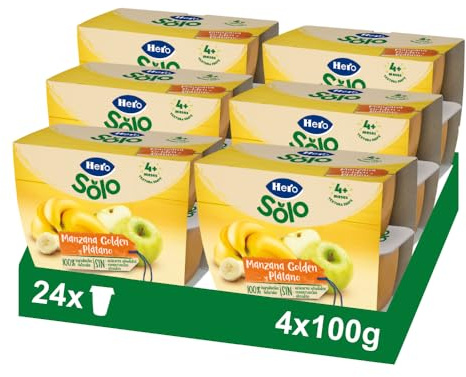 Hero Baby Tarrito Infantil - Tarritos Multifrutas Selectas, Sin Aceite de Palma, Sin azúcares añadidos, Para Bebés desde 4 meses, 100% Fruta, 6 Packs de 4x100gr