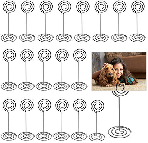 Table Number Card Holders Place Card Holder, 25 Pack Picture Holders for Tables, Wire Shape Photo Number Stands Menu Paper Card Clips for Wedding Party, Office, Restaurant (Silver)
