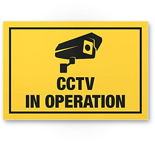 Komma Security CCTV plastskylt 30 x 20 cm – observera varning videoövervakning – anmärkning skylt videoövervakning – varningsskylt varning
