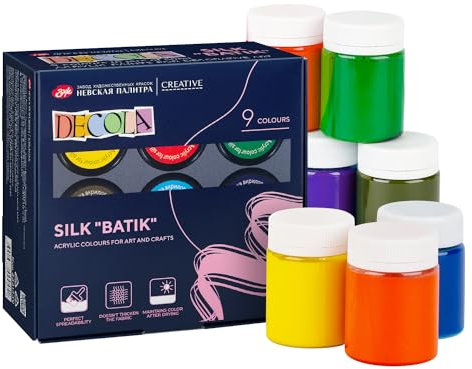 Decola - Seidenfarben Set | 9 x 50 ml Batikfarben Set | Textilfarben/Stofffarben abwaschbar | Qualität von Nevskaya Palitra