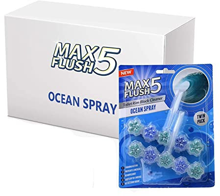 12x Max Flush 5 Ocean Spray Toilet Rim Block Cleaner (Twin Pack)