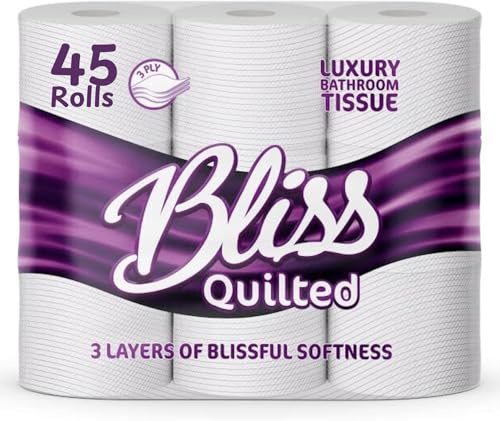 45 Bliss Essence Luxury Quilted 3Ply 3 ply Bathroom Toilet Tissue Rolls