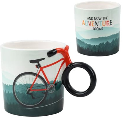 Winkee - Taza de café para bicicleta - Elegante taza de café con asa de bicicleta | Taza de té para bicicleta | Perfecto accesorio para bicicleta