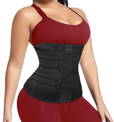 ACWOO Bauchweggürtel, Fitness Gürtel Verstellbarer, Damen Taillentrainer Korsett Bauchweggürtel, Schweiß Taillenformer Trimmer Gürtel, Bauchgürtel zum Abnehmen (Schwarz, L)