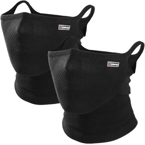 WTACTFUL 2 Pieces Fashion Breathable Neck Gaiter Half Face Mask for Men Windproof for Ski Cycling Running Hiking Work Black