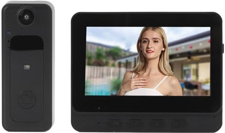 de Timbre con Vídeo, de Videoportero con Visión Nocturna 1080P con Pantalla a Color de 4,3 Pulgadas, Intercomunicador de Puerta con Cámara IR Resistente Al Agua IP65 con