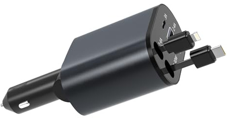 Cigarettändare USB C, 69 W infällbar 4-i-1 billaddare för Samsung Galaxy A56 A55 A54 A36 A35 A34 A26 A16 S25 S24 S23 S22 S21 Ultra