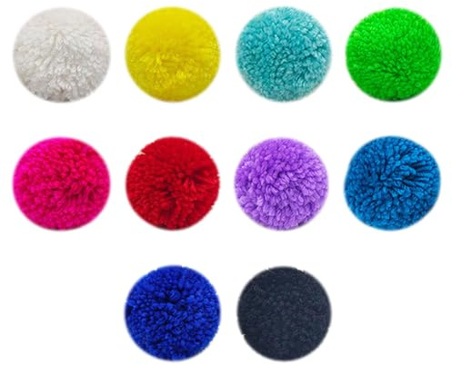 Lot de 10 pompons extra larges de 8 cm en fil acrylique pour loisirs créatifs - Pompons multicolores