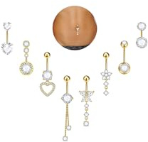Kenivira 8 Piezas Piercing Ombligo Acero Quirurgico Oro Piercing Ombligo Mariposa Corazón Para Mujeres