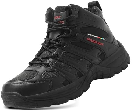 IYVW OU7 1616 Bottines Homme Boots Biker Bottes Impermeable Cuir Chaussures de Randonnée en Plein Air noir 46 EU
