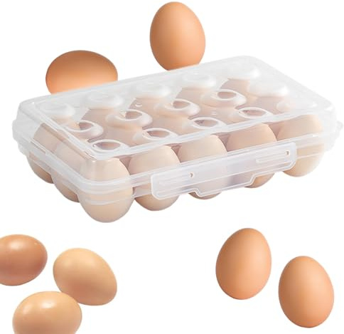 lomdung Almacenamiento de 15 Huevos, Huevo Contenedor Apilable con Tapa, Huevo Caja de Almacenamiento, Fridge Envase para Huevos, Transparente, Diseño Apilable Evita Roturas y Mantiene Los