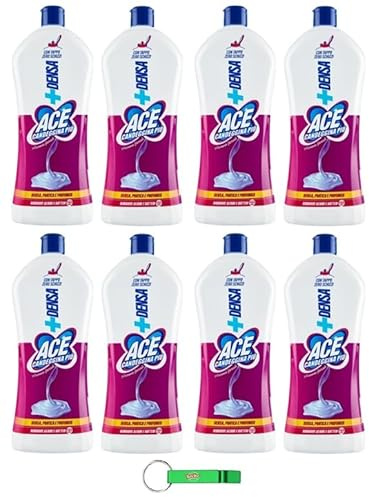 ACE Candeggina Più + Densa Armonie Floreali Lot de 8 lessives blanchissantes pour surfaces et linge 1 l + porte-clés Beni Culinari