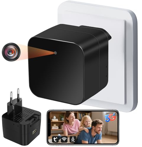 UYIKOO Telecamera Nascosta WiFi, 5G Mini Telecamera Spia Senza Fili Caricatore USB, Microcamera Spia Spy Cam 1080P HD Rilevazione del Movimento Videocamera Controllo Tuyasmart App per Casa Ufficio