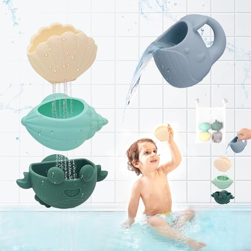 Giocattoli da Bagno Bambini, 4 pezzi Giochi Vasca da Bagno Bambini, Giochi Bagnetto Neonato, Giochi Acqua Giocattolo Che Nuota Giochi Vasca da Bagno Bambini 1 2 3 4 Anni