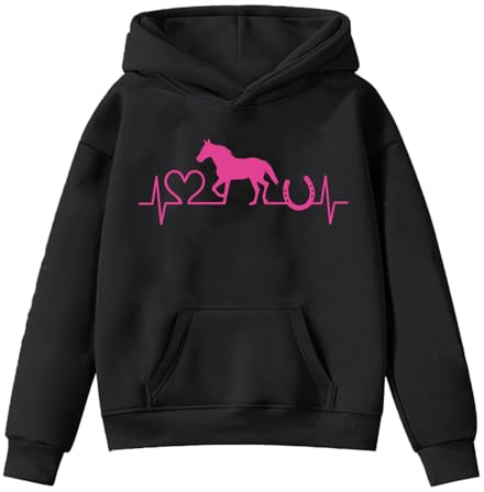 Générique Huvtröja för flickor med huva för flickor långärmad tröja bomull sweatshirt tryckt dragkedja ledig sport höst vinter söt A21