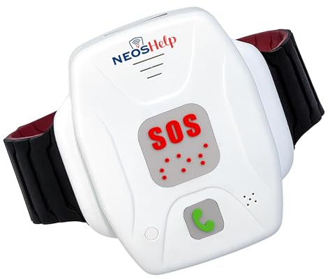 NeosHelp - Dispositivo Indossabile di Telesoccorso con Tasto SOS per Chiamate d'Emergenza e GPS- Nessun abbonamento