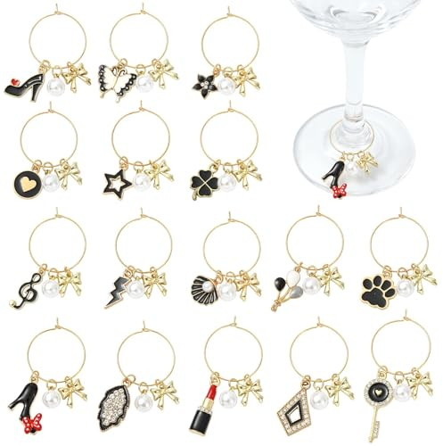 Handskepp vinglas berlocker set akryl harts glas hänge med metallring för vinfest födelsedag bröllop jul